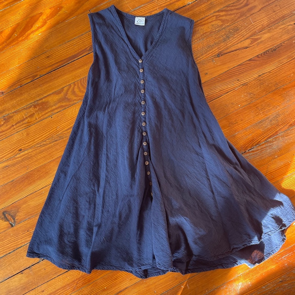 Unique Batik navy linen dress